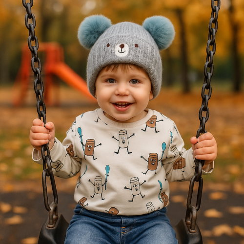 Βρεφικό Σκουφάκι Μάλλινο Blue bear_85533